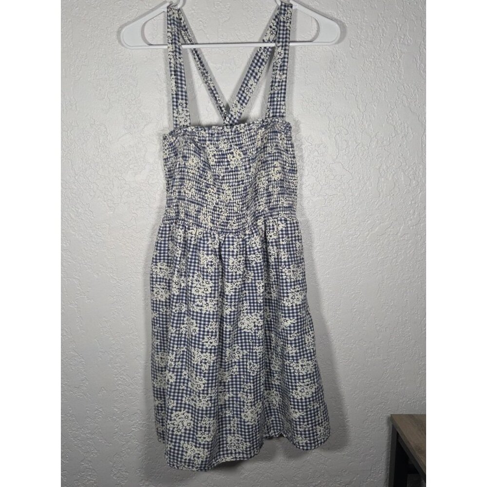 American Eagle Linen Blend Floral Summer Dress Shirred Women's Size Large